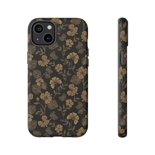 Black Gold Floral Phone Case - Elegant Botanical Vintage Design, Boho Chic - Picture 38 of 177