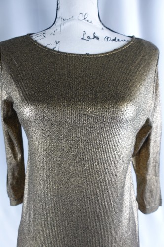 Majestic Women's Pullover Blouse Metal Bronze Boat Neck Size 1 Top NWT $215 Fun - Picture 4 of 23