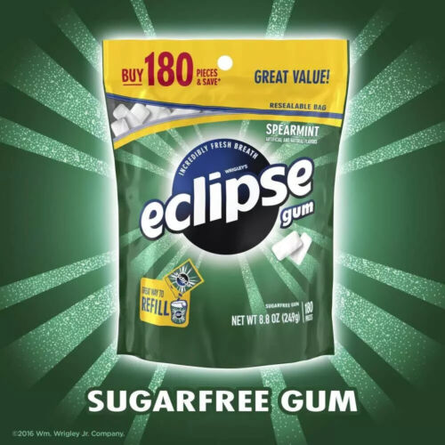 ECLIPSE Spearmint Sugarfree Chewing Gum, 180 Piece Bag - Picture 2 of 7