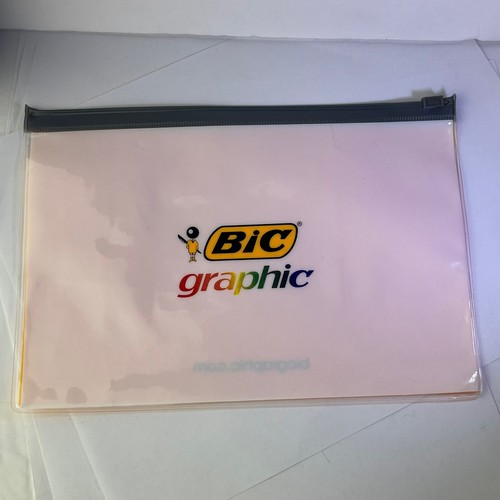 NEU BIC Grafik Stift Federmäppchen Etui Reißverschluss Kunststoff Vinyl Soft Case 9”x6” - Bild 1 von 3