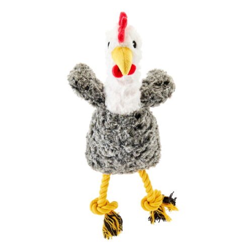 Chicken with Rope Dog Toy Plush, Durable,Chew Level 3