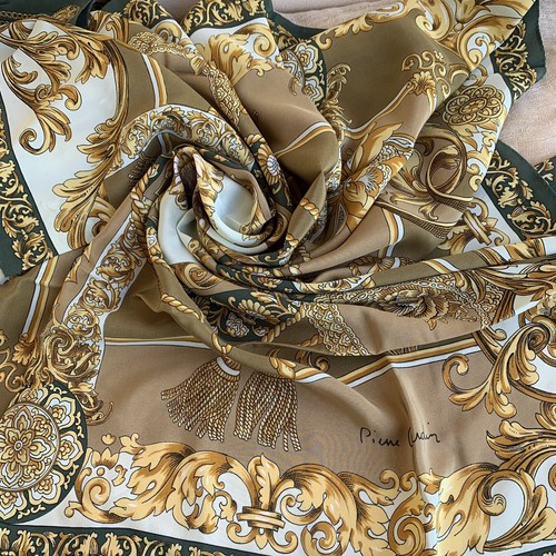 Sciarpa seta Foulard PIERRE CARDIN Silk Scarf flowers AUTHENTIC 88x86cm Italy - Imagen 9 de 11