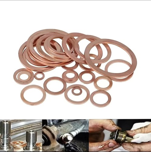 Car Engine Crush Washers Assorted Solid Copper 200 PCS Set Box Seal Flat Ring UK - Picture 11 of 21