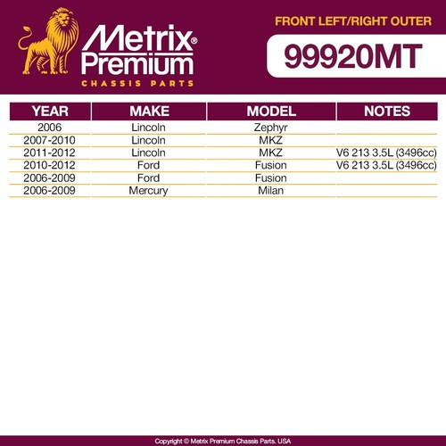 Front Left & Right Outer Tie Rod Ends For Ford Fusion Lincoln MKZ Zephyr Milan - Picture 2 of 10
