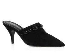 TORY BURCH Georgina Mule Black Suede Pointed Toe Studded Slim Heel Slip On 6.5 M