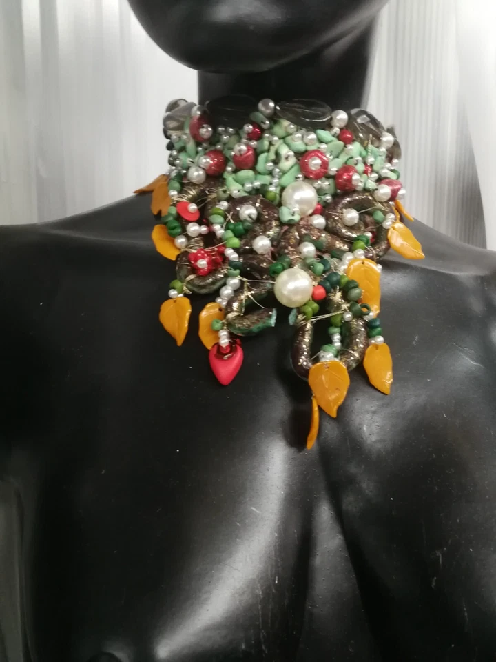 mujer joyería victoriana gargantilla collar perla strass collar collar bordado Foto 3 de 4