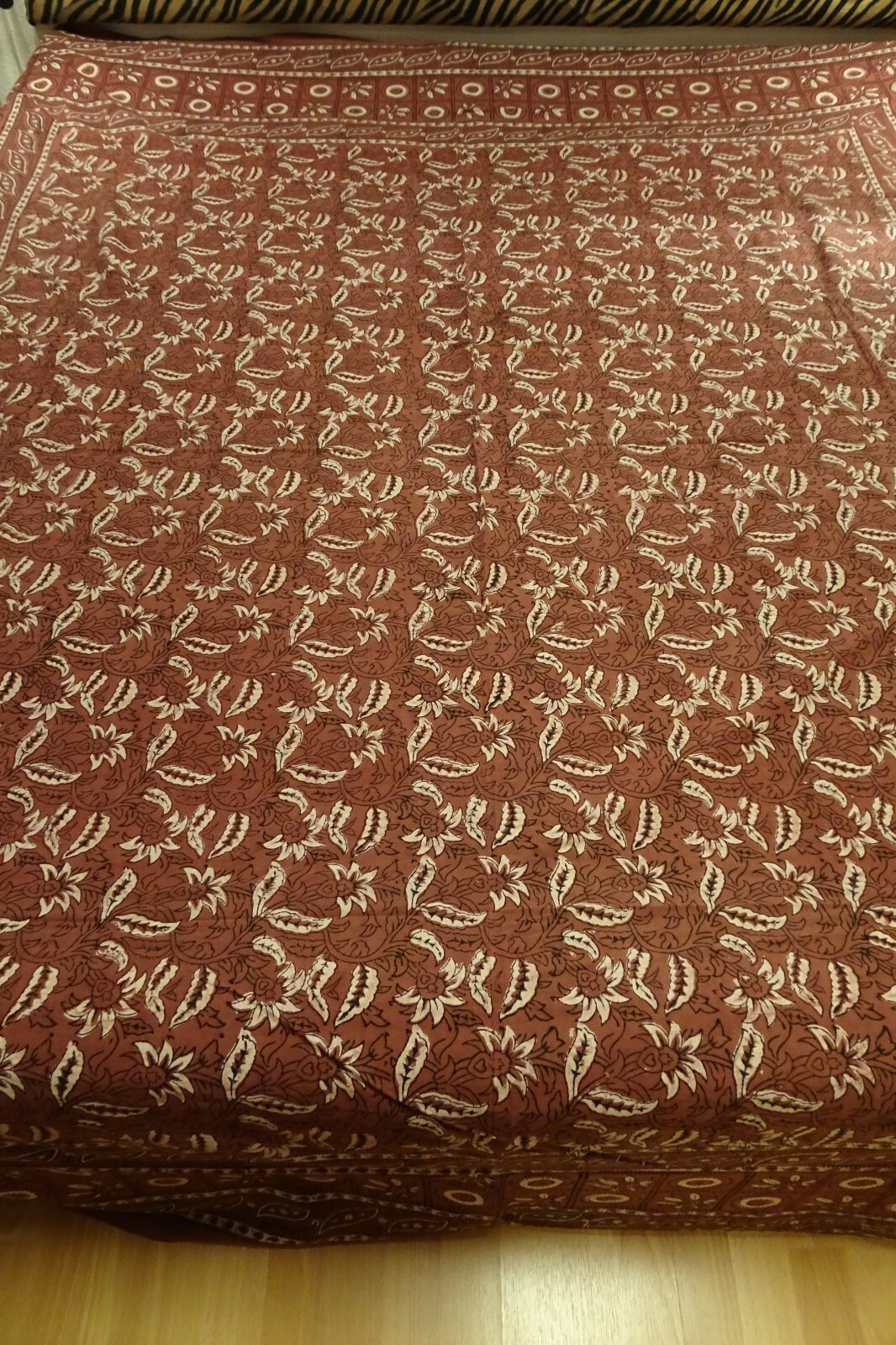 indische Tagesdecke, Wandbehang, Bettüberwurf, Stempeldruck, neu ca. 250 x 220cm