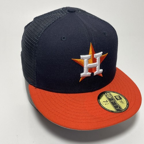 Houston Astros Hat Cap New Era 59fifty MLB Mens 7 1/4 100% Wool Front Mesh Back - Picture 9 of 17