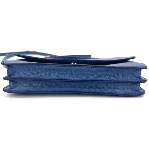PRADA Shoulder Bag Saffiano Leather Blue Authentic - Picture 8 of 24