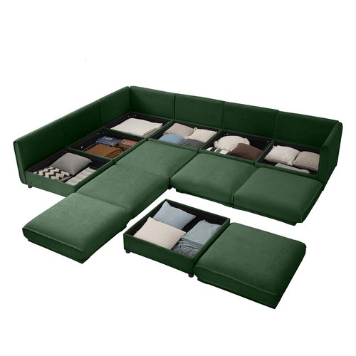 Modular Sectional Sofa Chenille Couch with Storage w/O Ottoman for Living Room - Picture 7 of 251