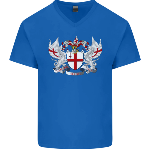 London Coat of Arms England St Georges Day Mens V-Neck Cotton T-Shirt - Picture 31 of 43