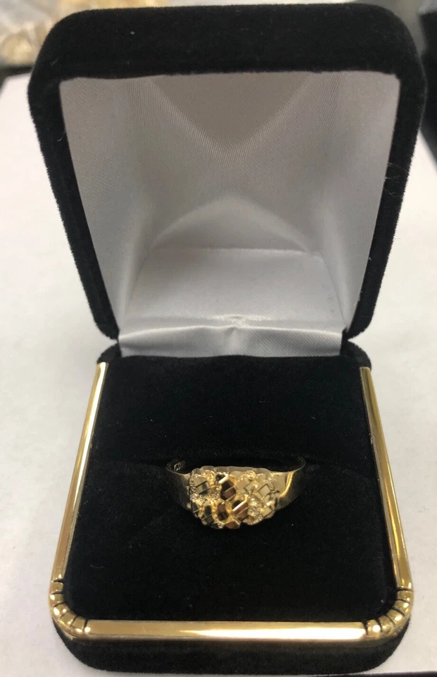 Anillo Ovalado Pepita Para Hombre Oro Amarillo 10K Sólido Real TODAS LAS TALLAS Unisex Foto 4 de 4