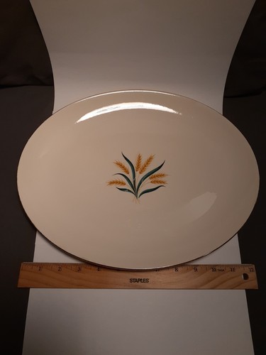 Rhythmic Homer Laughlin China Blue Bell Oval Serving Platter Wheat FAST SHIP - Picture 3 of 17