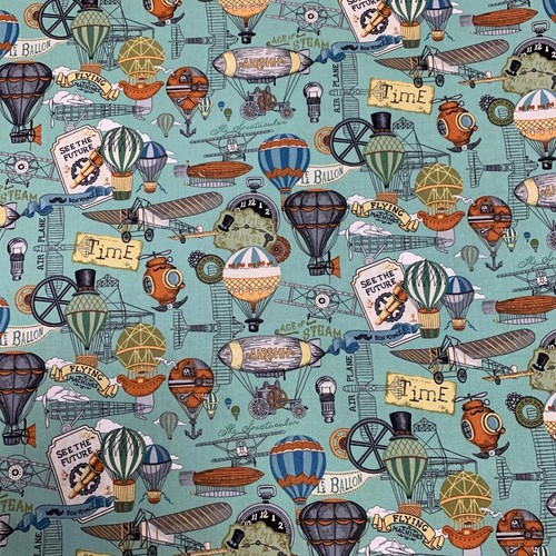 NUTEX STOFF - 100% Baumwolle - Victorian Vintage Flight - Blau (80340-102) - Bild 1 von 6