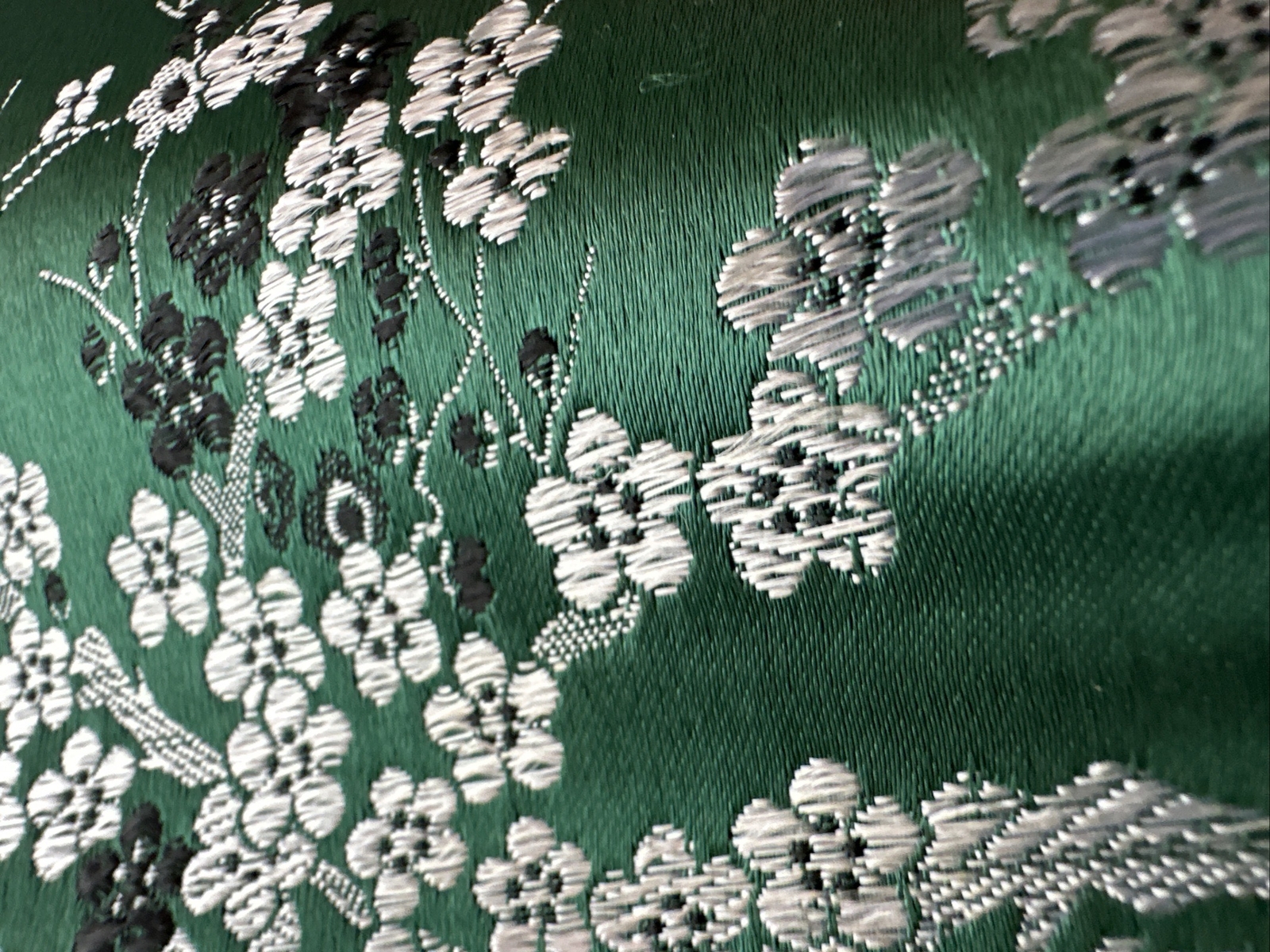 Vintage Hong Kong Silk Rayon Brocade Fabric 28/9” 5yd Emerald Green