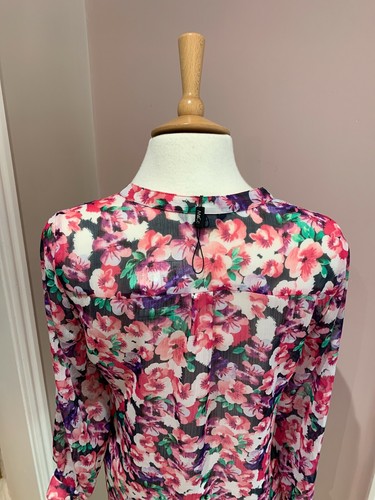 M&Co Petite Sheer Chiffon Casual Work Business Floral Top Size 10 - Picture 8 of 11