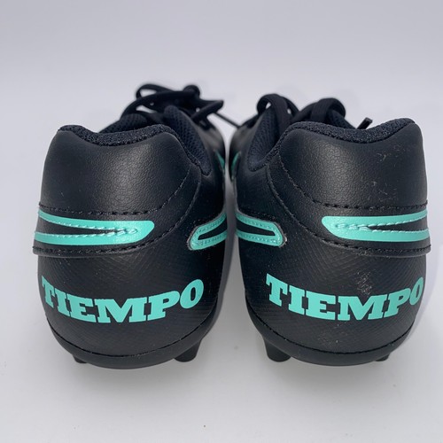 Nike Tiempo Shoes Boys Size 2Y Black Mint Green Cleats Soccer NWOT - Picture 3 of 7