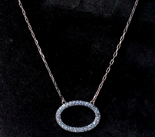 Givenchy Halskette blau Strass oval Rotguss Kette Logo 16-18 Zoll verstellbar - Bild 1 von 12