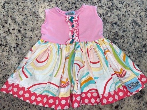 Girls Size 18 Months Sweet Petunia Cotton Sleeveless Dress ~ Colorful, Ruffles