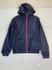 French Toast Girl  s Jacket 14/16 Navy Blue Hot Pink Zipper Hooded Pockets