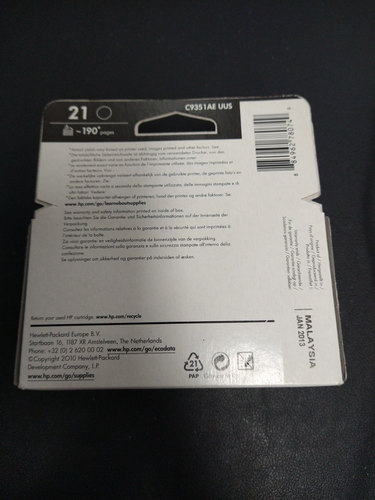 Wkład z czarnym atramentem HP 21 - C9351AE UUS - fabrycznie nowy - wygasł styczeń 2013 - Zdjęcie 14 z 14