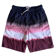 Boy's Swimsuit Board Shorts Art Class Trunks Blue Red White Kid L 12-14 Pocket