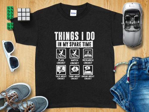 Camiseta Funny Cricket Lover, Things I Do in My Spare Time Camiseta gráfica divertida - Imagen 9 de 12
