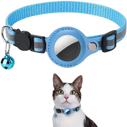 AirTag Cat Collar Reflective Air Tag Dog Pet Collar with Bell Breakaway Safety - Picture 7 of 13