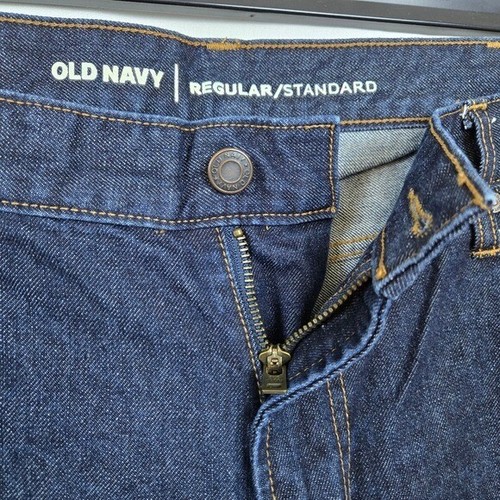 Old Navy Men's Regular Blue Dark Wash Straight Leg Classic Denim Jeans 40x30 - Picture 3 of 8