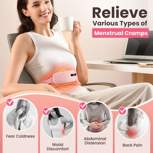 Menstrual HeatingPad Warm Palace Belt Waist Vibration Massage Abdominal Massager - Picture 4 of 17