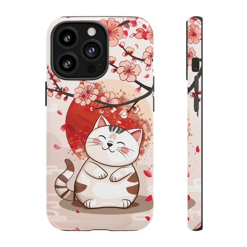 Enchanted Cat Case - Cute Japanese Cat with Cherry Blossom Case for iPhone 15-8 - Picture 31 of 59