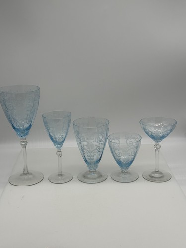 Variety Of 5 Different Sizes And Shapes FOSTORIA VERSAILLES AZURE BLUE - Picture 1 of 13