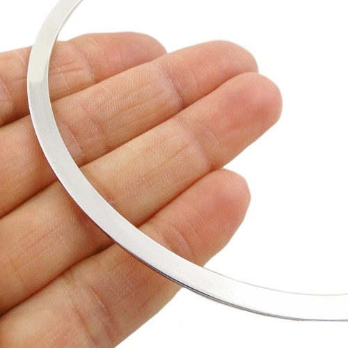 925 Sterling Silber Halsreif Halskette gepunzt massiv poliert Damen Torc - Bild 6 von 6