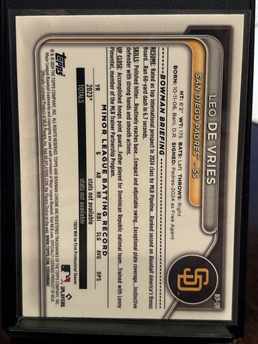 2024 Bowman Chrome Leo De Vries 1st Bowman RC Rookie Padres BCP-179 - Picture 2 of 2