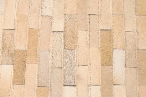 Hand-Crafted Beige Cream Cowhide Leather Rug Modern Home Decor Carpet 4X6 ft - Picture 7 of 19