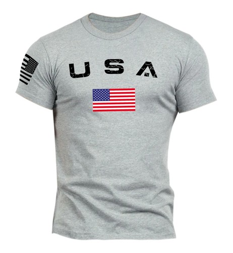 New Men's USA Flag T Shirt American Patriotic 100% Cotton - Picture 9 of 13
