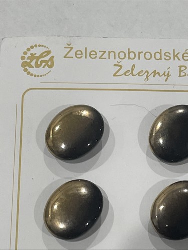 6 Železnobrodské Sklo Tschechische Antik Bronze Oval Glasknöpfe ORIGINALKARTE 3/4" - Bild 3 von 8