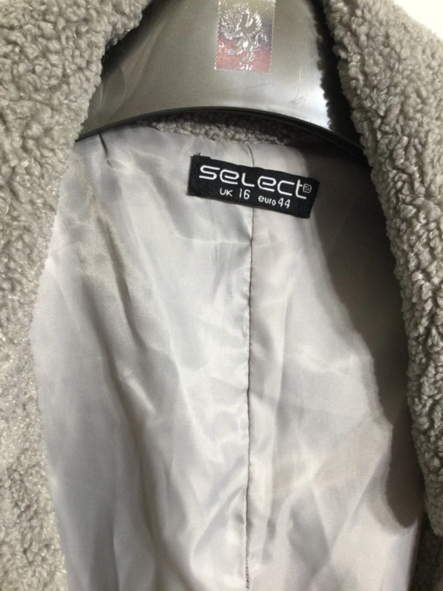Select light grey faux fur coat jacket size 16 eBay