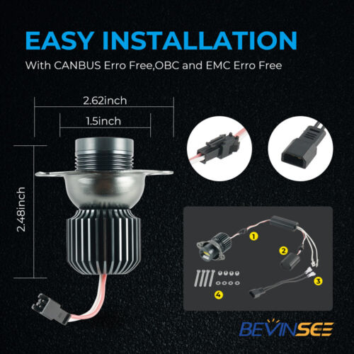 LED Angel Eyes Light H10W Marker Halo Bulbs Canbus Fit for BMW E90 E91 LCI 08-11 - Picture 4 of 9