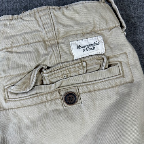 Vintage Y2K Abercrombie & Fitch Cargo Shorts 33 Beige Baggy Button Fly - Picture 10 of 12