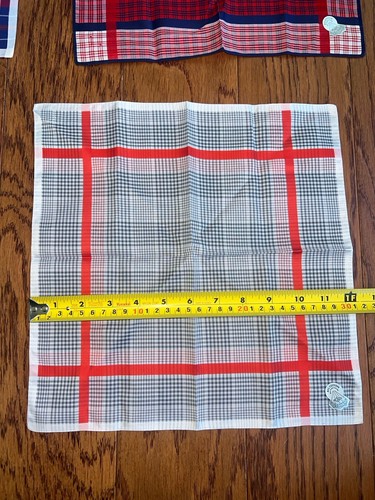 NWT Vintage Desco 100% Cotton Checked Handkerchiefs Switzerland Red White & Blue - Picture 7 of 8