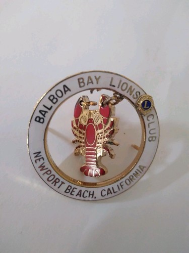 Vintage Balboa Bay Newport Beach California Lions Club Anstecknadel Hummer NEU