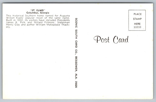 Vintage St. Elmo Historic Home Columbus Georgia Postcard Scenic - Picture 2 of 2