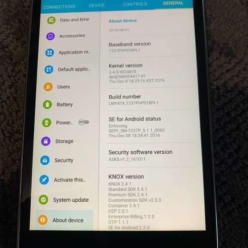 Samsung Galaxy Tab 4 SM-T237P 16 GB Black 7 Inch Sprint Quad Core Wi-Fi 4G-LTE - Picture 9 of 17