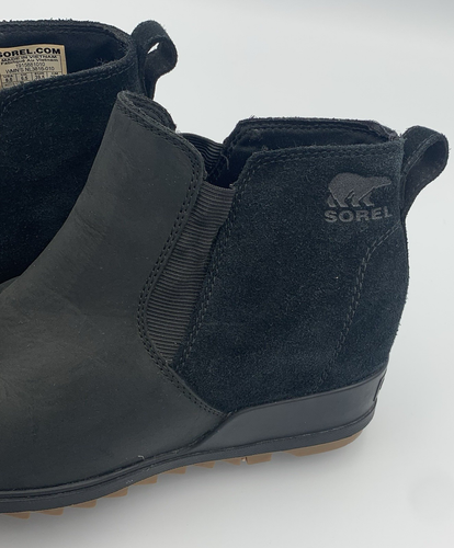 Sorel Stiefeletten Evie schwarz Leder Wildleder Keilabsatz Bootie Damengröße 8,5 - Bild 7 von 9