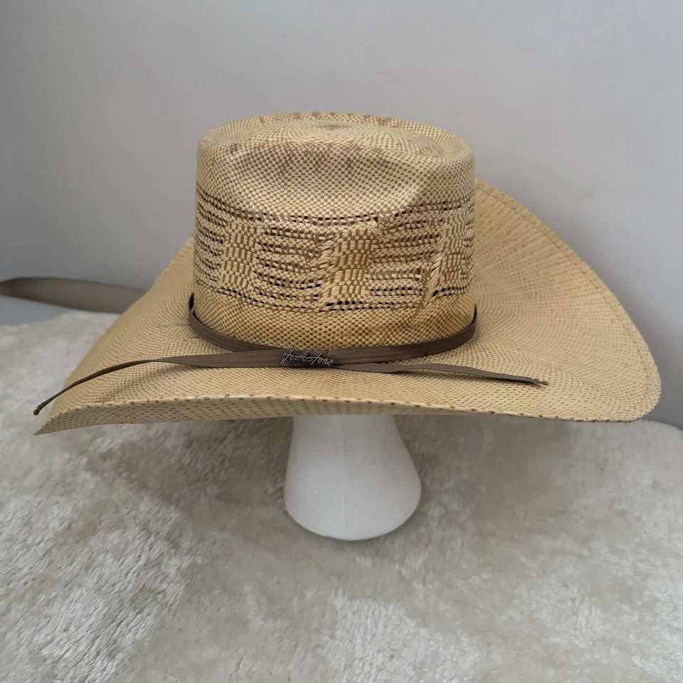 Sombrero de Vaquero Tombstone Rodeo Paja Arrugado a Mano Sombrero 10x Talla 7 - Imagen 2 de 4