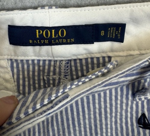 Polo Ralph Lauren 8 Seersucker Stripe Shorts Sailboat Embroidery Preppy Nautical - Picture 4 of 12