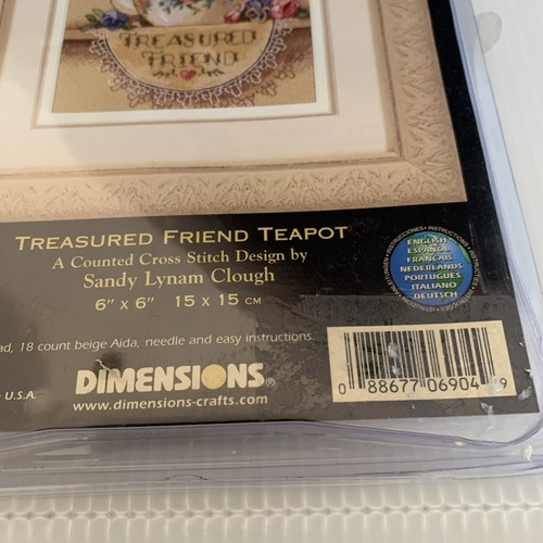 Dimensions Gold Collection Counted Cross Stich Kit Treasured Friend Teapot 6904 - Picture 3 of 5