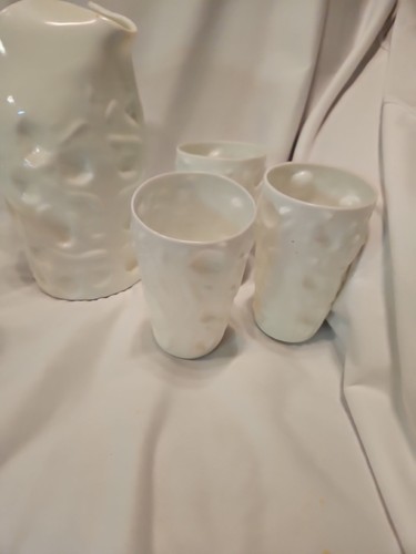 SET 6 BRYCE BROTHERS EL RANCHO MILK GLASS 5.5" Tumblers Mid Century Pitcher  - Picture 8 of 13