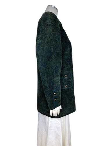Pierre Balmain Suede Leather Blazer Jacket Green Floral Oversized Fit One Size F - Picture 2 of 18
